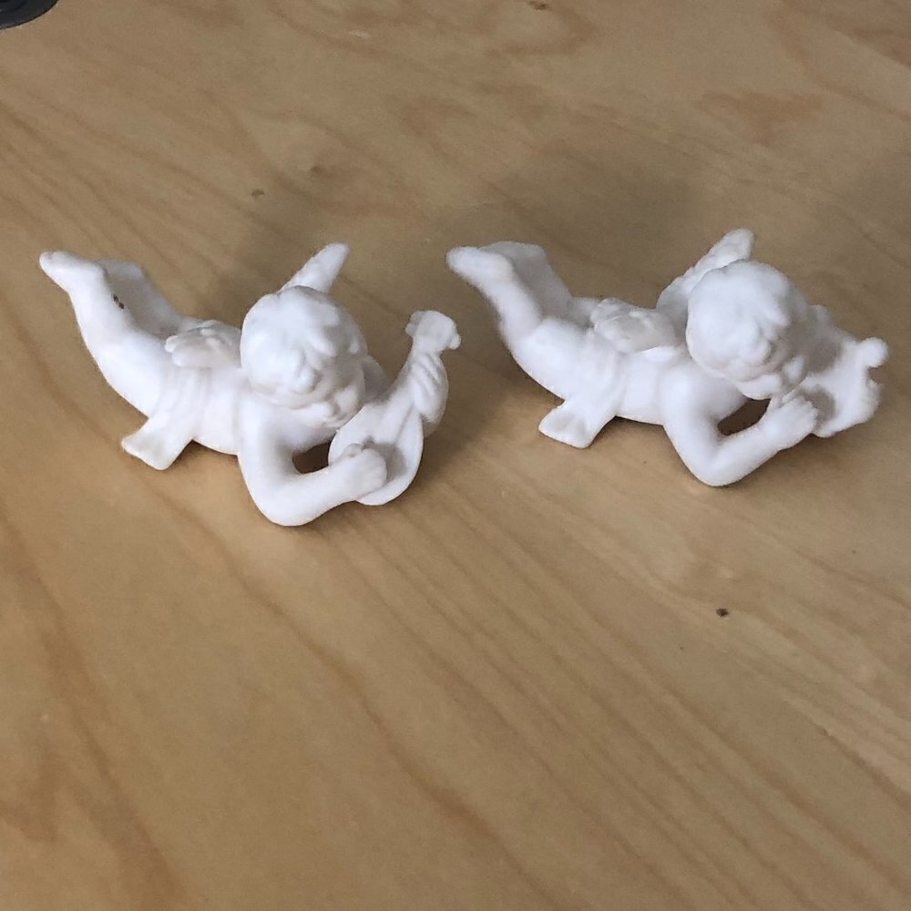 Vintage Dickson Napco Japan 2 Porcelain Bone China Whimsical Cherubs Angels